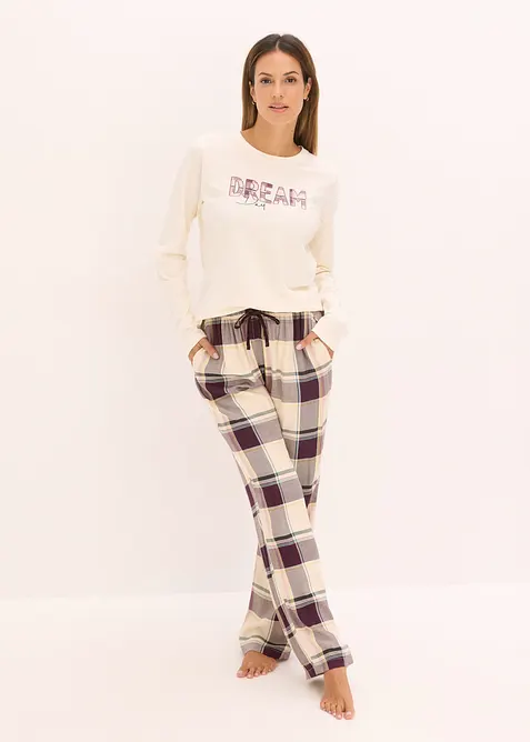 Pyjamas med byxa av vävt material och presentpåse, bonprix