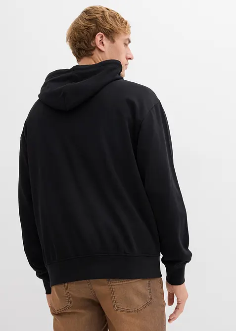 Sweatshirt med huva i ekologisk bomull, avslappnad passform, bonprix
