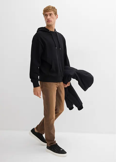 Sweatshirt med huva i ekologisk bomull, avslappnad passform, bonprix