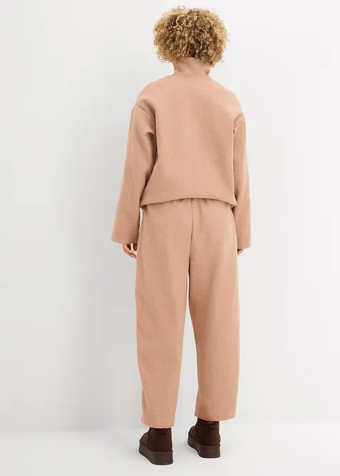 Byxa i barrel-modell med yllelook, bonprix