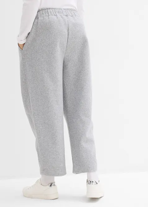 Byxa i barrel-modell med yllelook, bonprix