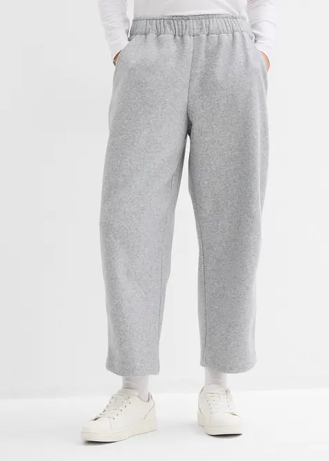 Byxa i barrel-modell med yllelook, bonprix