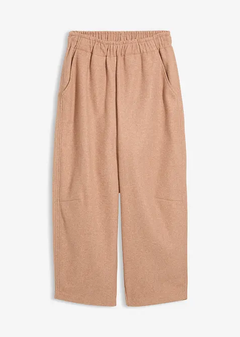 Byxa i barrel-modell med yllelook, bonprix