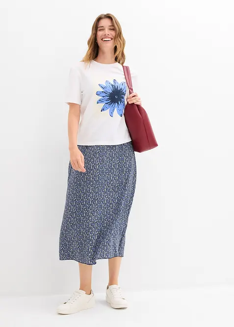 Mellanlång kjol i följsam viskos, bonprix