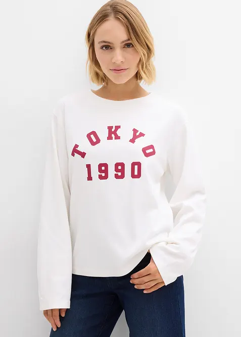 Långärmad topp i ren bomull, bonprix