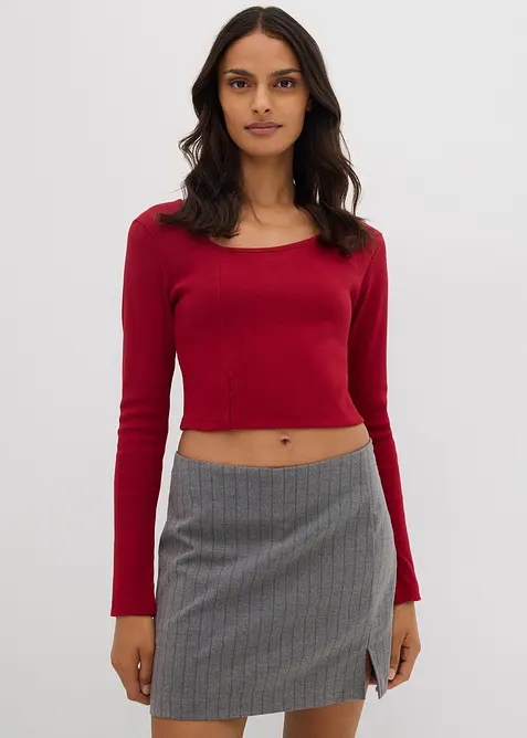 Ribbstickad topp i kort modell, bonprix