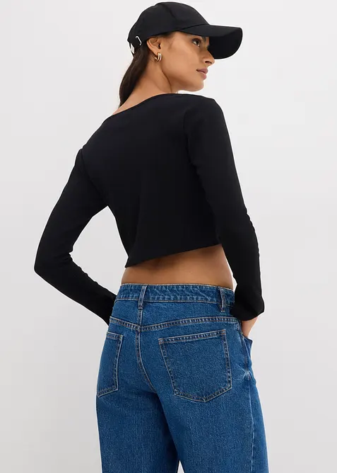 Ribbstickad topp i kort modell, bonprix