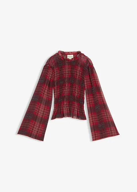 Blustopp med smockad infällning, bonprix