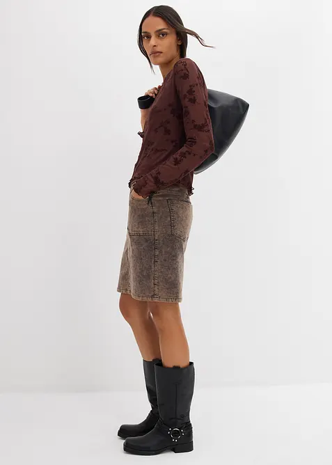 L&aring;ng&auml;rmad topp med sirligt m&ouml;nster, bonprix