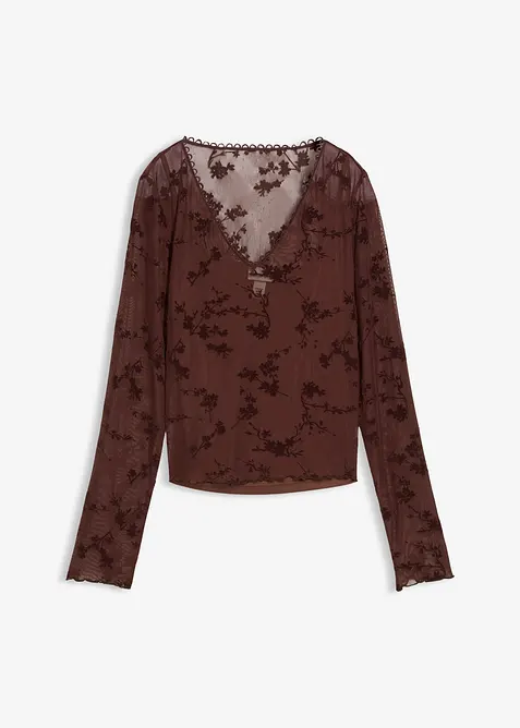 L&aring;ng&auml;rmad topp med sirligt m&ouml;nster, bonprix