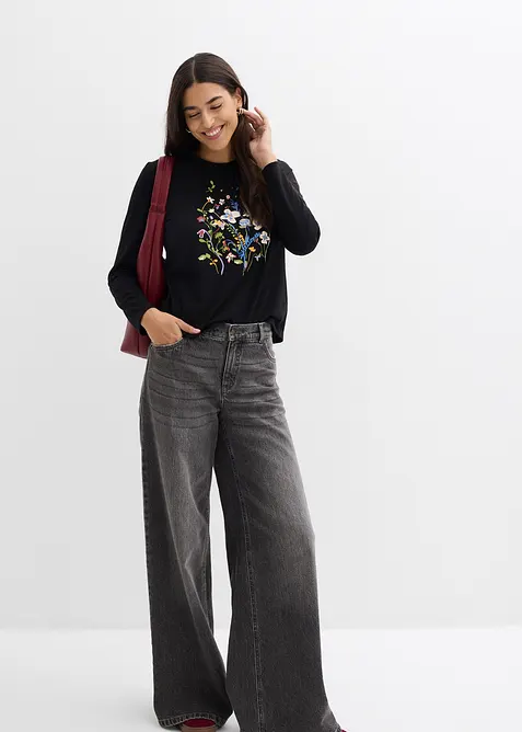 L&aring;ng&auml;rmad topp i ren bomull, bonprix