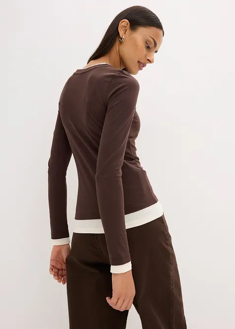 L&aring;ng&auml;rmad topp av bomullsmix, bonprix