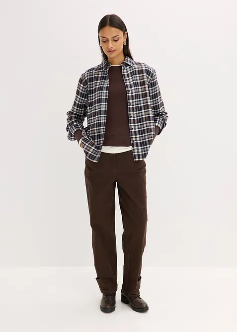 L&aring;ng&auml;rmad topp av bomullsmix, bonprix