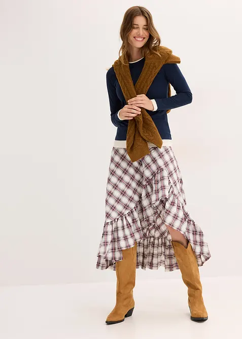 Långärmad topp av bomullsmix, bonprix