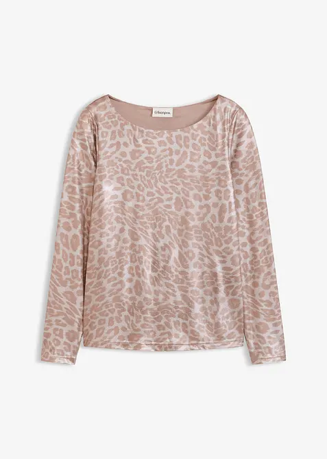 Topp med glansigt leopardmönster, bonprix