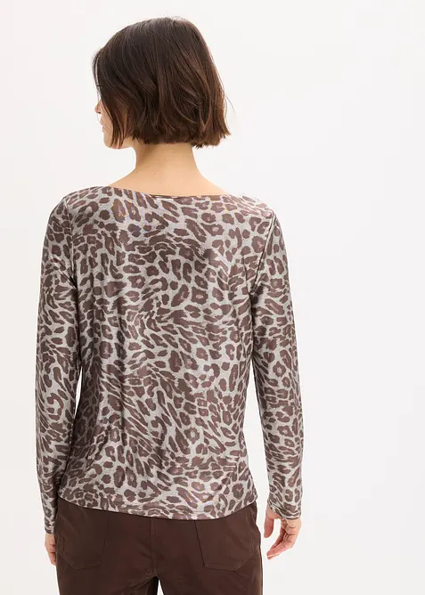 Topp med glansigt leopardmönster, bonprix