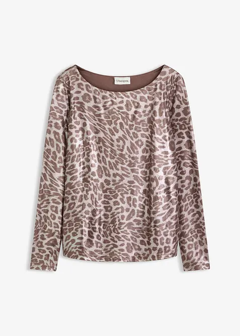 Topp med glansigt leopardmönster, bonprix