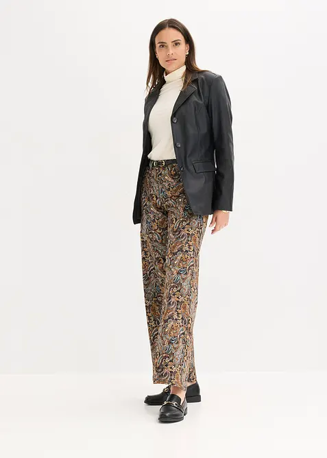 Stretchig twillbyxa med vida ben, bonprix