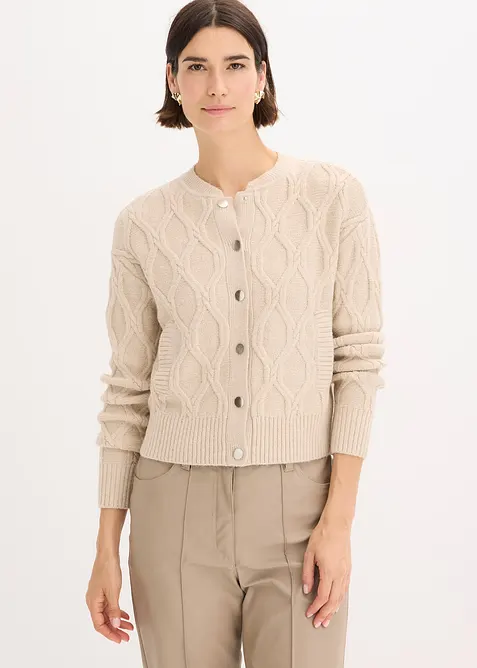 Grovstickad cardigan, bonprix