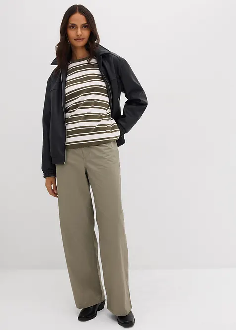 Långärmad oversizetopp av ren bomull, bonprix