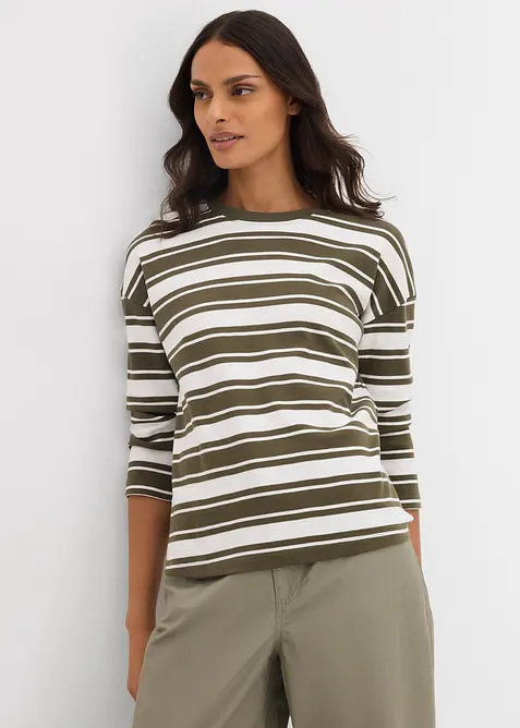 Långärmad oversizetopp av ren bomull, bonprix