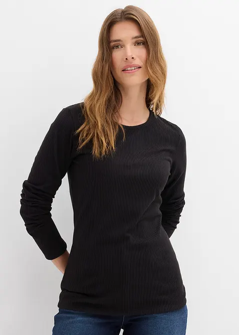 V&auml;rmande topp i ribbstickat material, bonprix