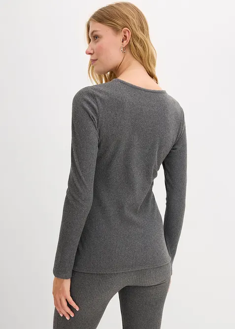 Ribbstickad termotopp, bonprix