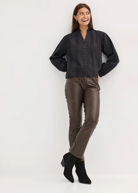 Bomullsblus med spetsdetaljer, bonprix