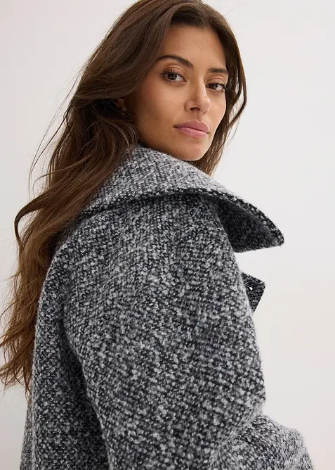 Kort kappa i melerat material med yllekänsla, bonprix