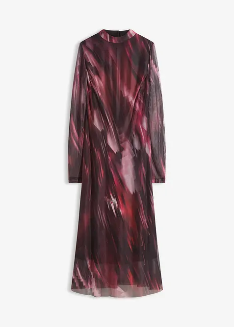 Mellanlång klänning i mjuk mesh, bonprix