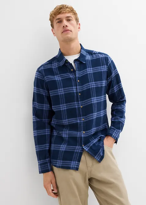 Långärmad flanellskjorta i ekologisk bomull, bonprix