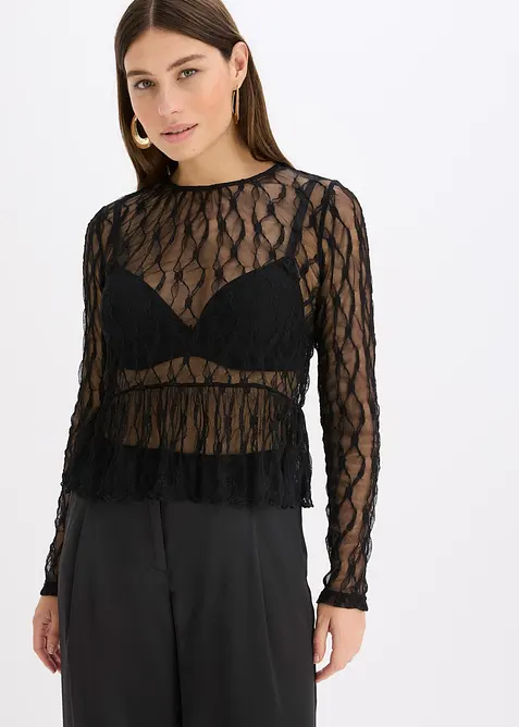 Långärmad topp av spets, bonprix
