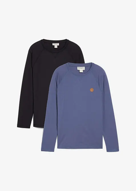 Långärmad tröja av ekologisk bomull (2-pack), bonprix