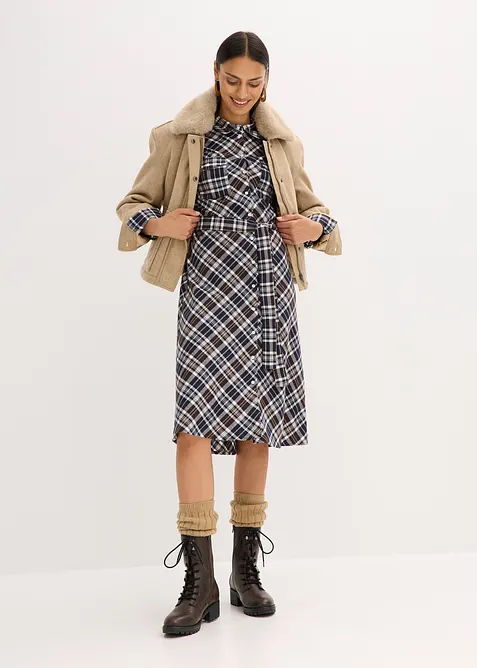 Skjortklänning i mjuk flanell, bonprix