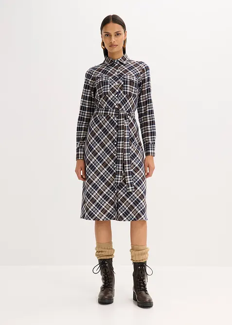 Skjortklänning i mjuk flanell, bonprix