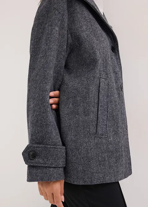 Lång skepparjacka med yllelook, bonprix