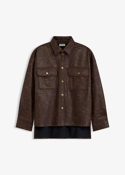 Skjorta i skinnimitation med used-look, bonprix