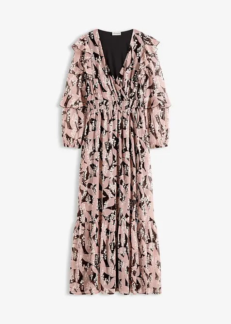 Chiffongklänning med volanger, bonprix