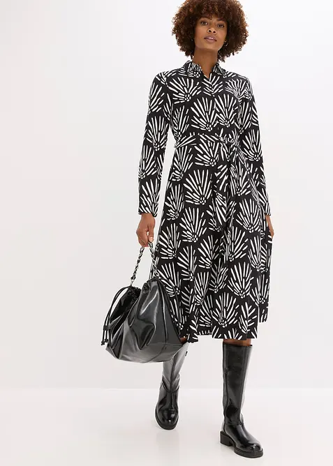 Mellanlång klänning i följsam viskos, bonprix