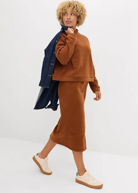 Midikjol av polarfleece, bonprix