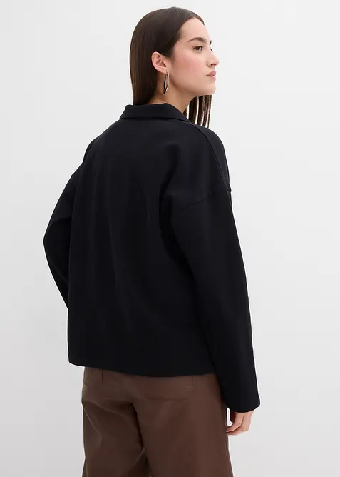 Sweatshirt i ekologisk bomull med stickad pikékrage, bonprix