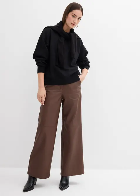 Sweatshirt med vid, ribbad krage av ekologisk bomull, bonprix