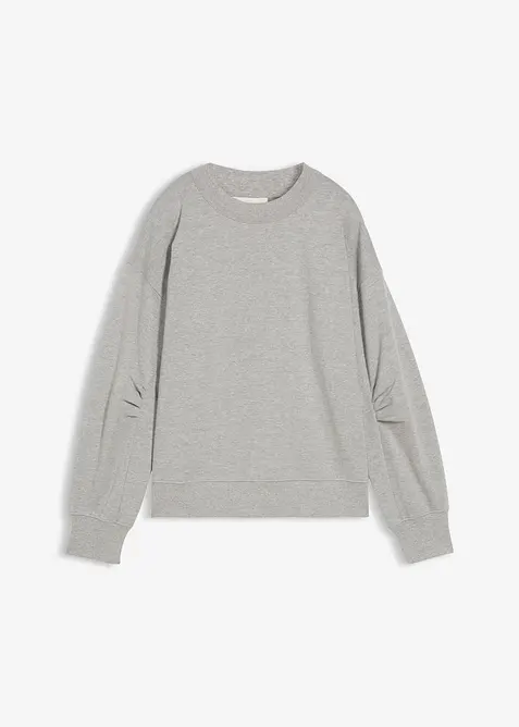 Sweatshirt med vid, ribbad krage av ekologisk bomull, bonprix