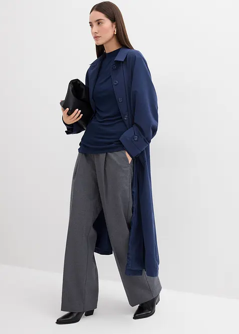 Ribbstickad topp med rynk, bonprix