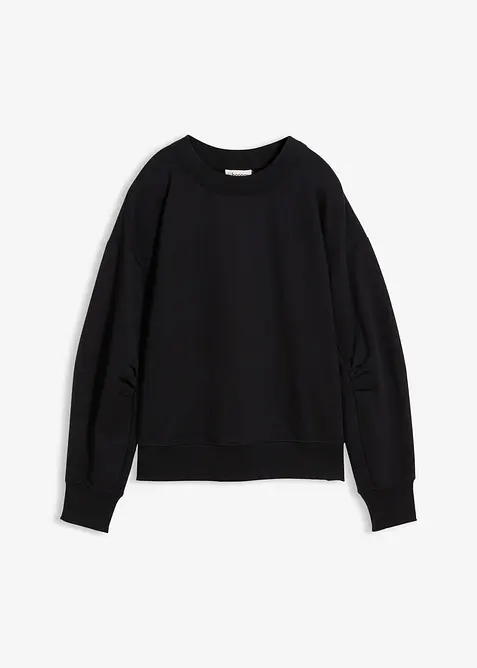 Sweatshirt med vid, ribbad krage av ekologisk bomull, bonprix