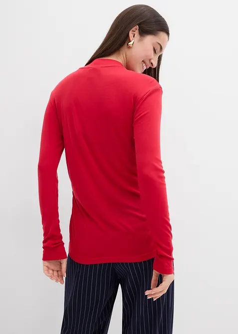 Ribbstickad topp med rynk, bonprix