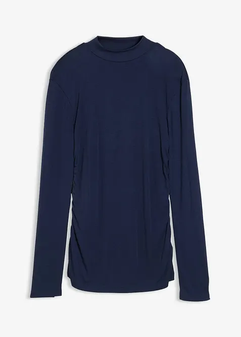 Ribbstickad topp med rynk, bonprix