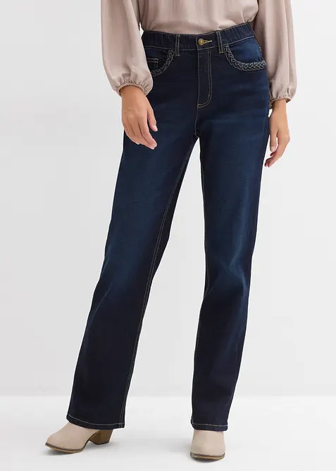 Straight jeans med hög midja och fickdetaljer, bonprix