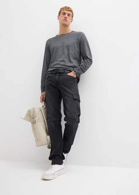 Långärmad tröja med tvättade effekter (2-pack), bonprix