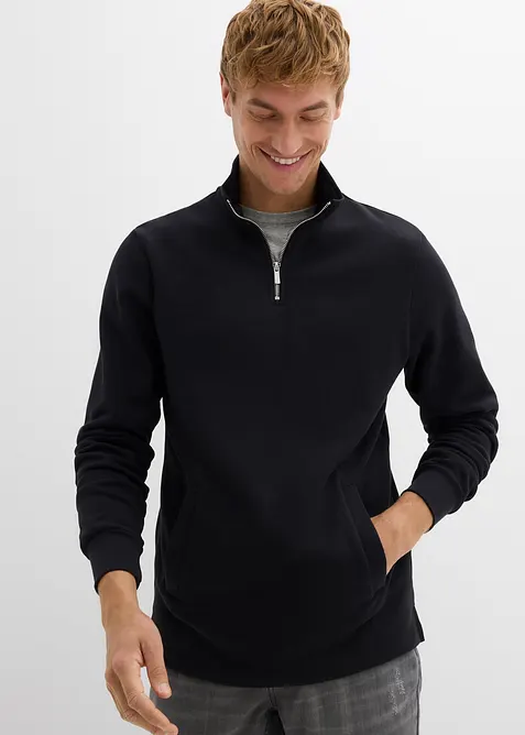 Sweatshirt i ekologisk bomull, med praktiska fickor och rak nederkant, bonprix